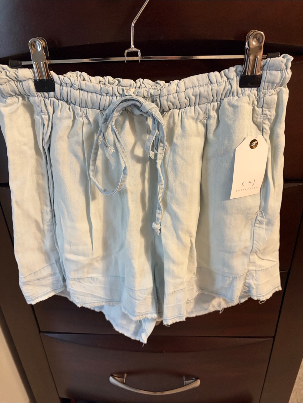 Light Blue chambaray Drawstring Women’s Shorts
